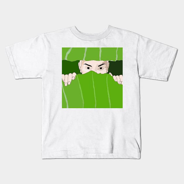 Man hiding behind the leaf Kids T-Shirt by chrstdnl